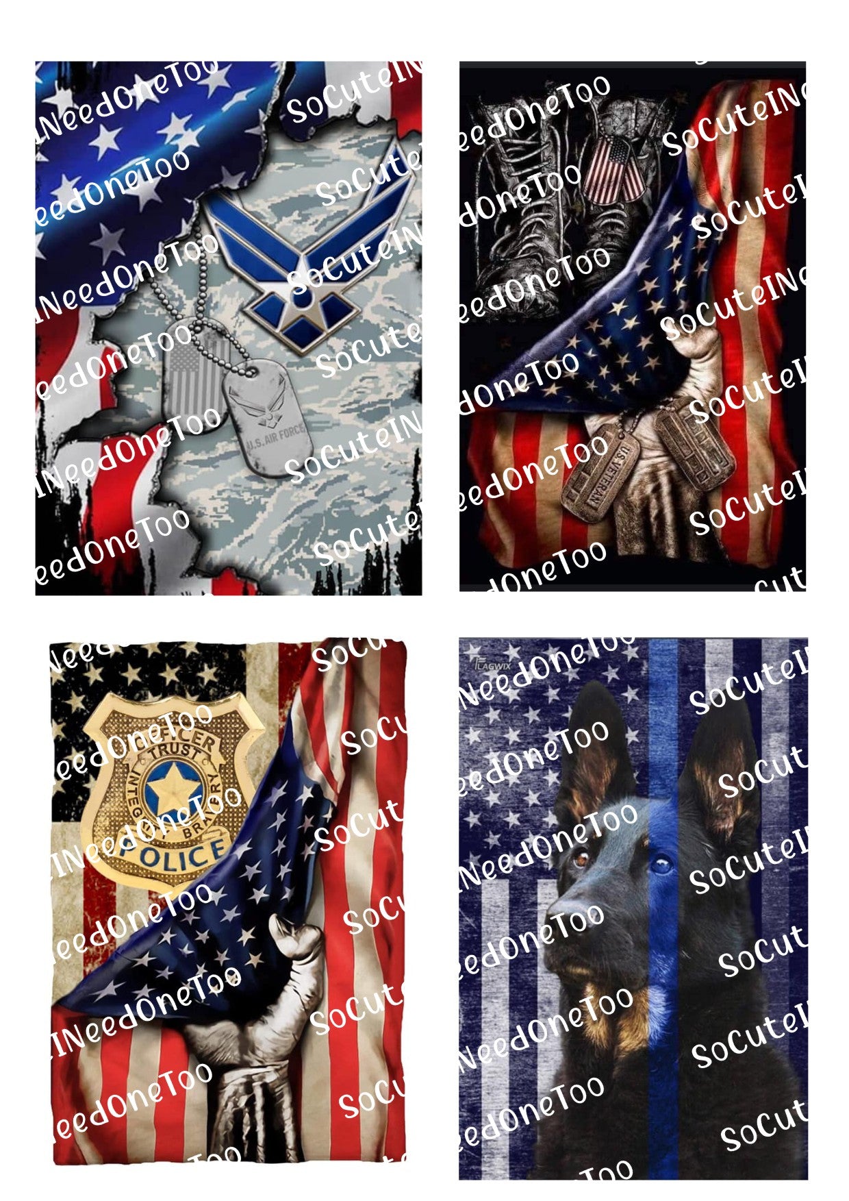 American Flags #2 Waterslide Decals - SoCuteINeedOneToo