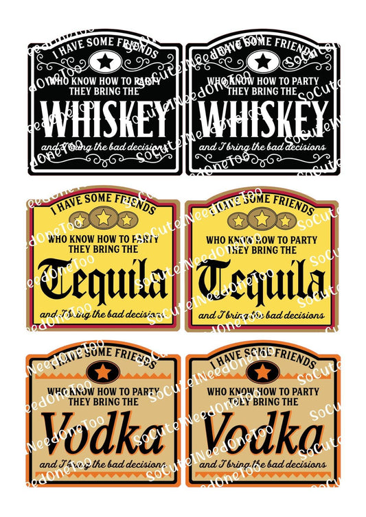 Cute Labels for Rum, Whiskey, Tequila & Vodka Tumblers - SoCuteINeedOneToo