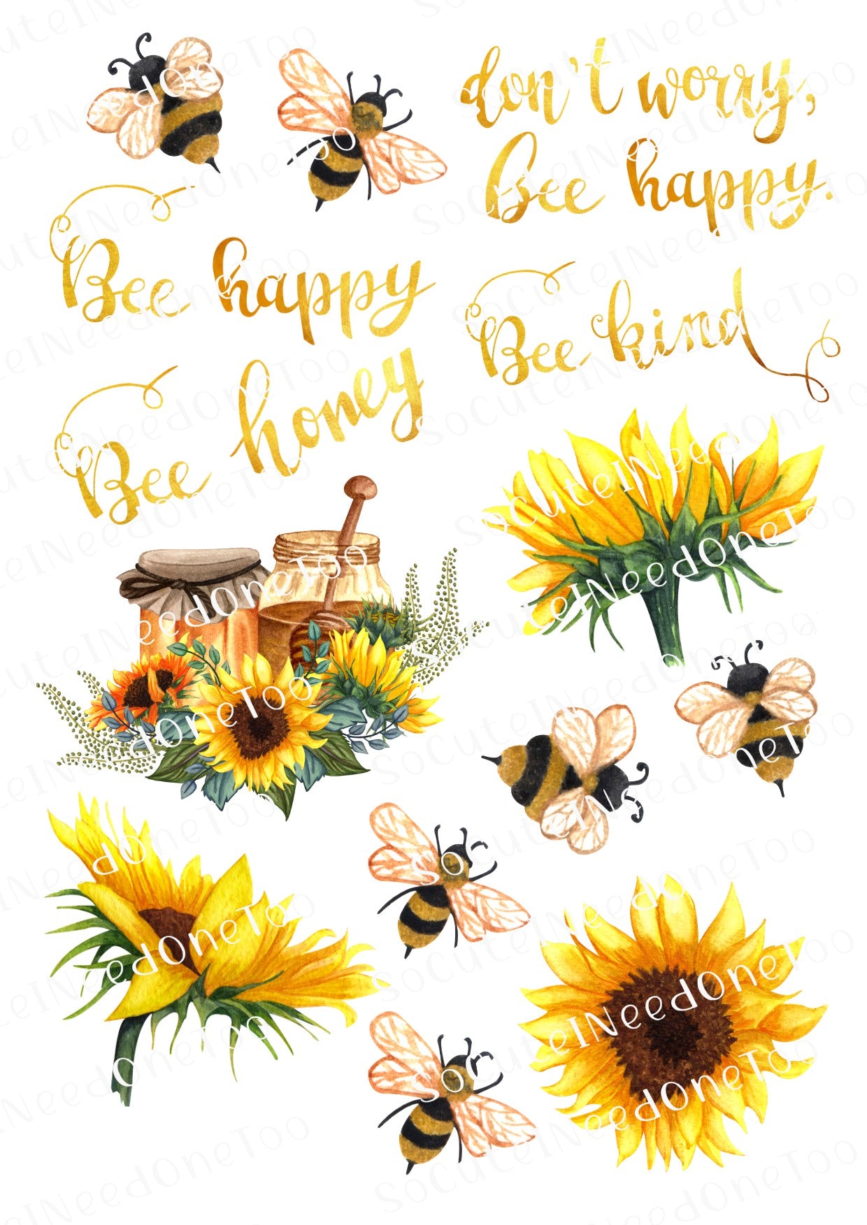 BEE & Sunflower Waterslide Decals - SoCuteINeedOneToo