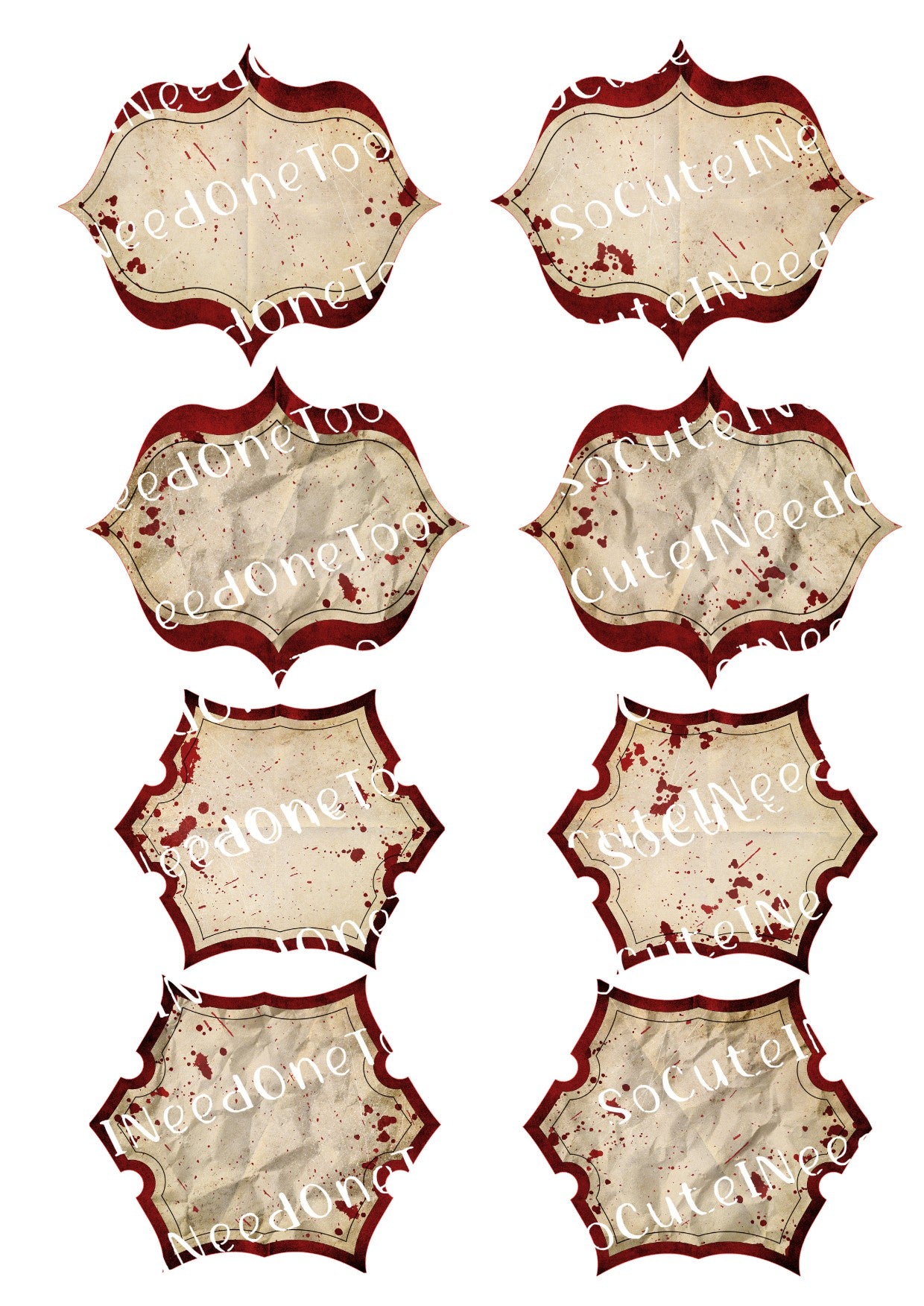 Blood Stains Labels Waterslide Decals - SoCuteINeedOneToo