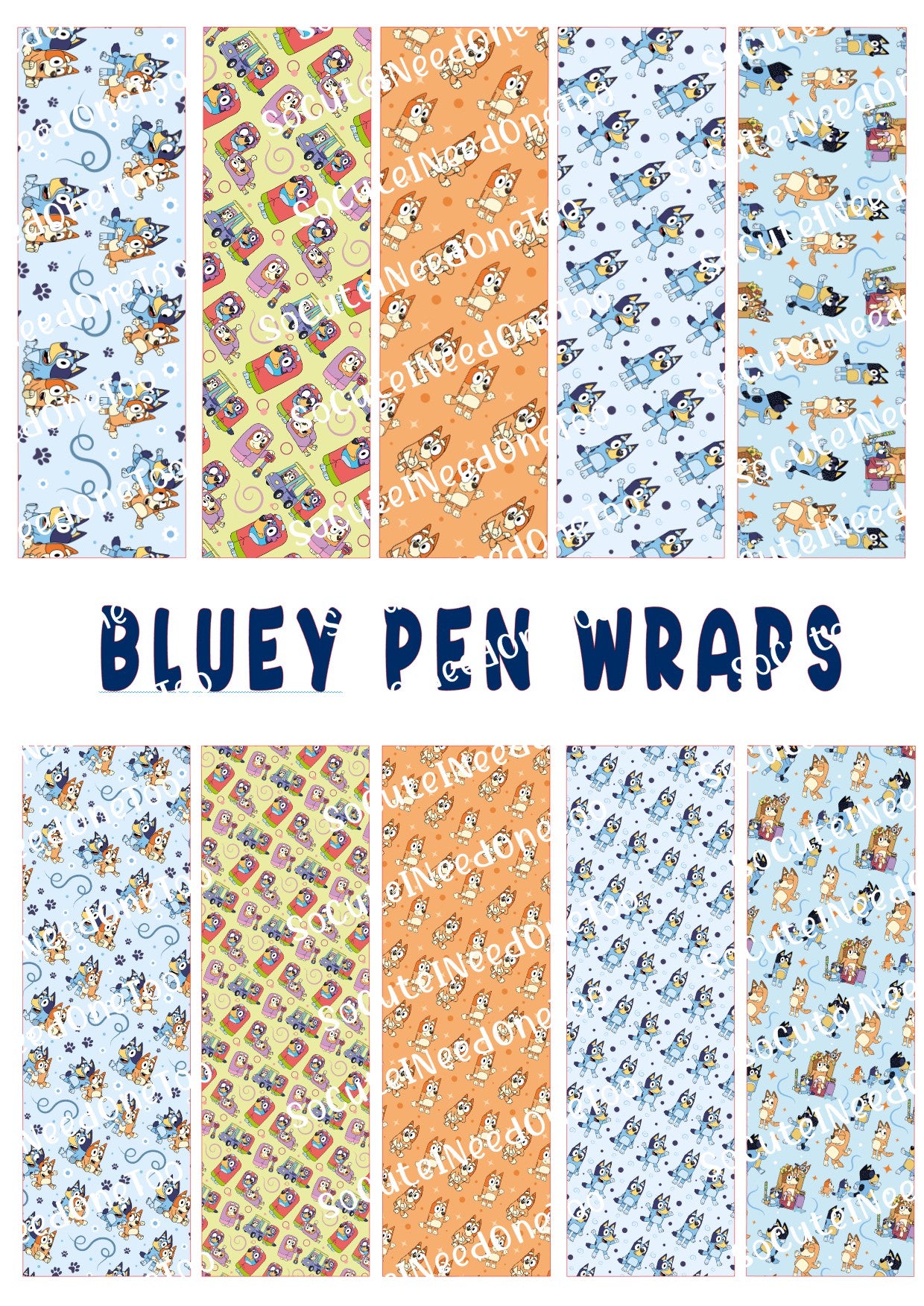 Bluey Waterslide Pen Wraps - SoCuteINeedOneToo