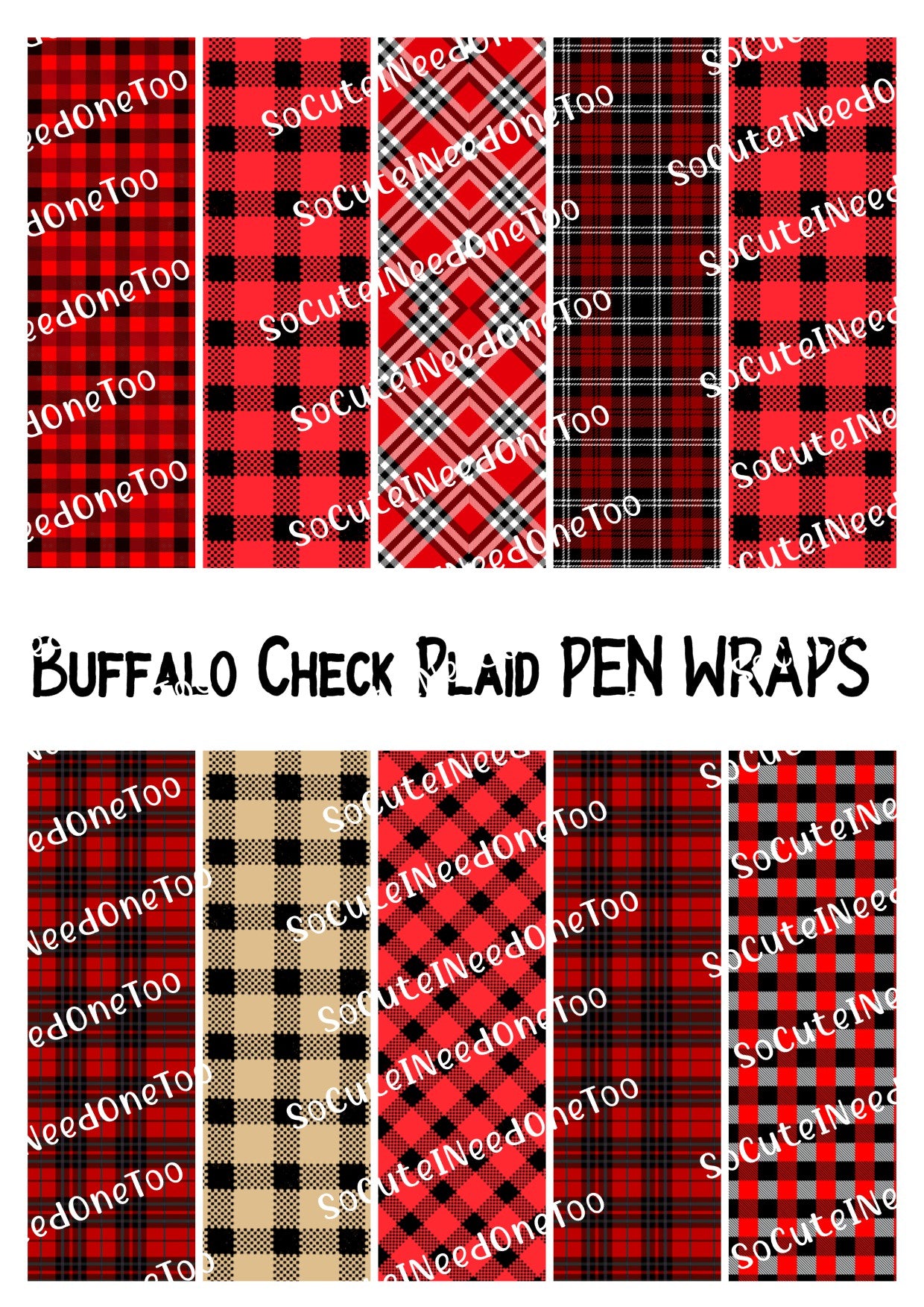 Buffalo Check Plaid Pen Wraps - SoCuteINeedOneToo