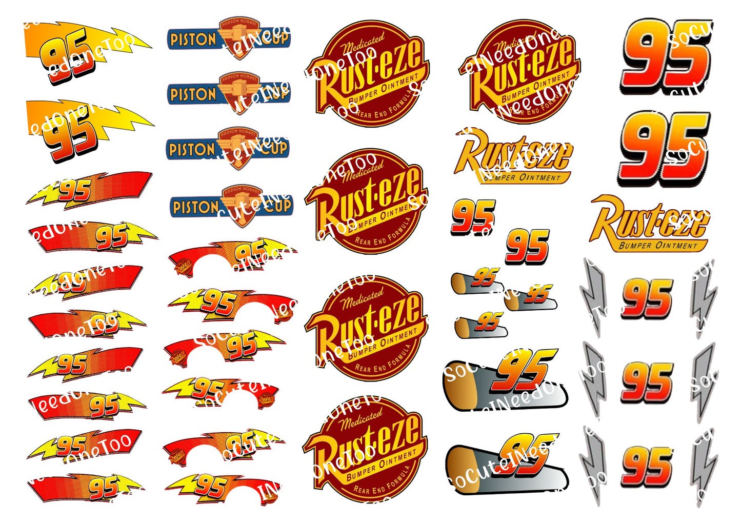 Cars - Lighting McQueen Rusteze Decals 2 In - SoCuteINeedOneToo