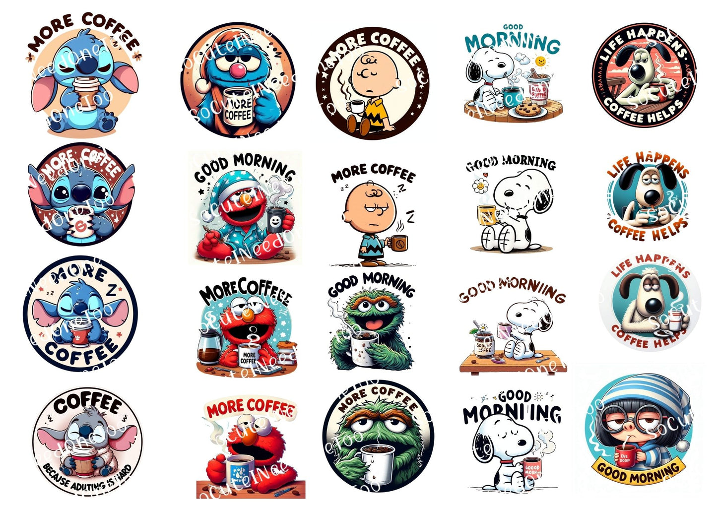Coffee Characters Waterslide Decals - SoCuteINeedOneToo