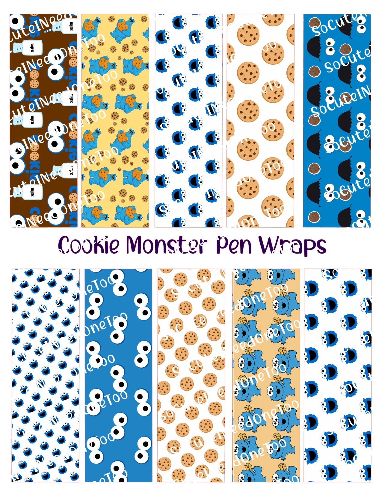Cookie Monster Pen Waterslide Wraps - SoCuteINeedOneToo