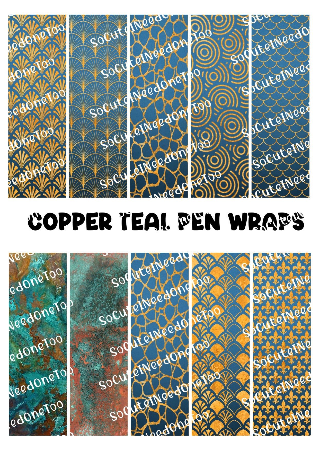 Copper Teal Pen Wraps - SoCuteINeedOneToo