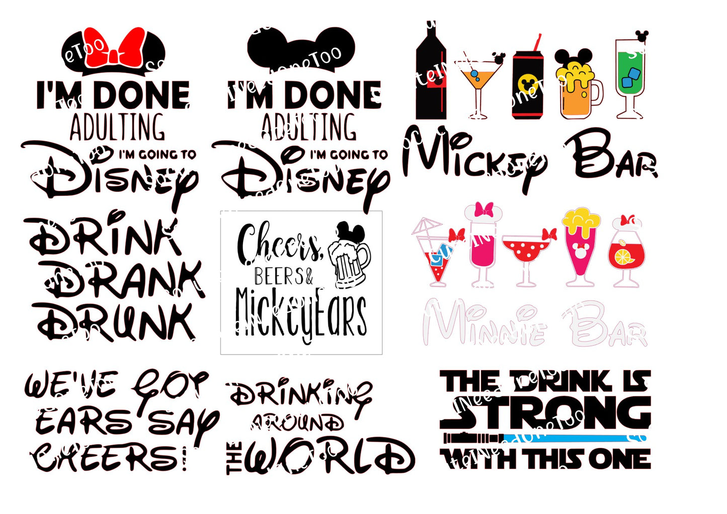 Disney - Drinking #2 Waterslide Decals - SoCuteINeedOneToo