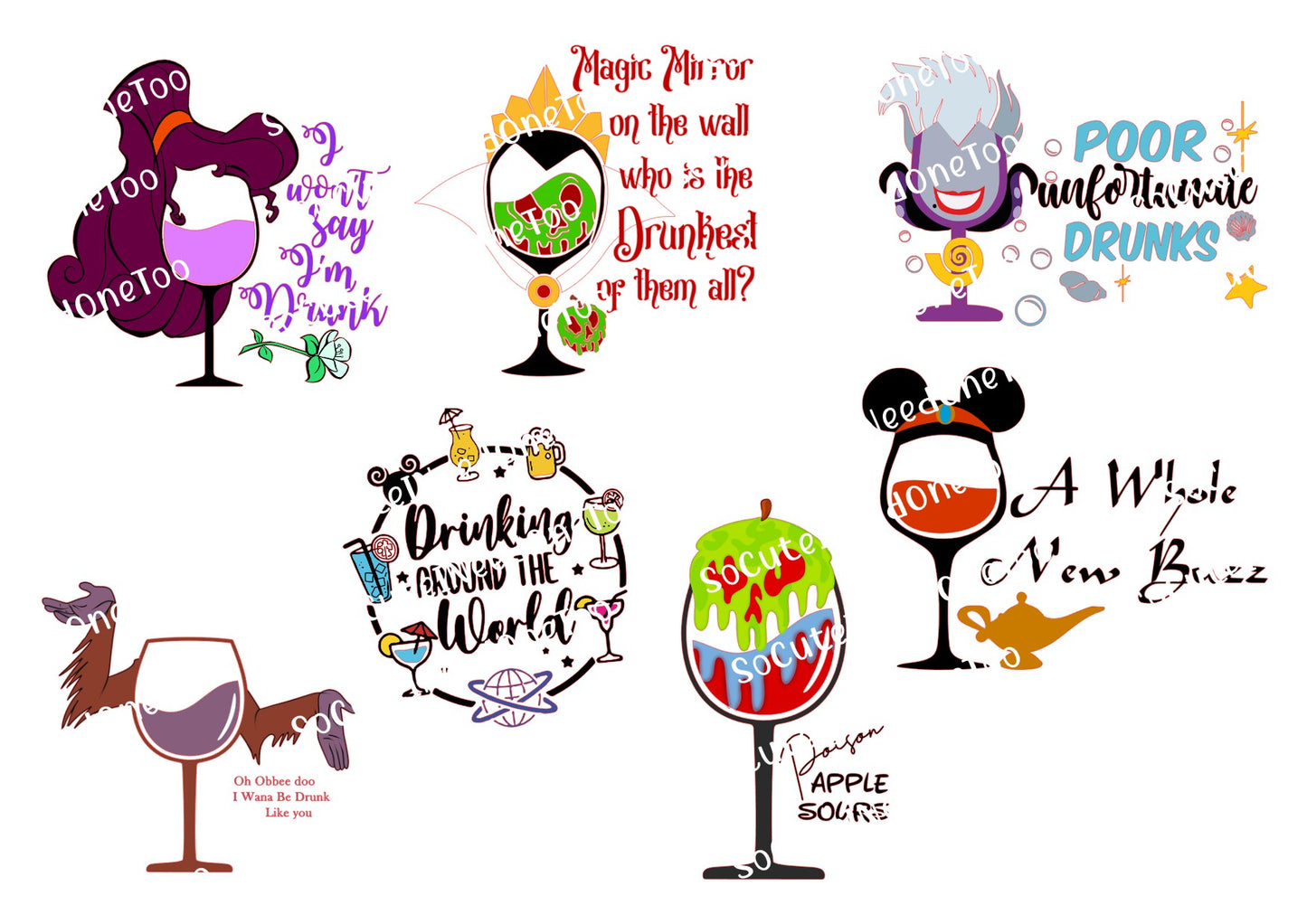 Disney - Drinking #3 Waterslide Decals - SoCuteINeedOneToo