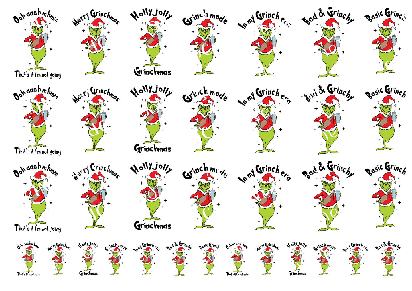 Grinch 2 in & 1 in Standing Waterslide Decals - SoCuteINeedOneToo
