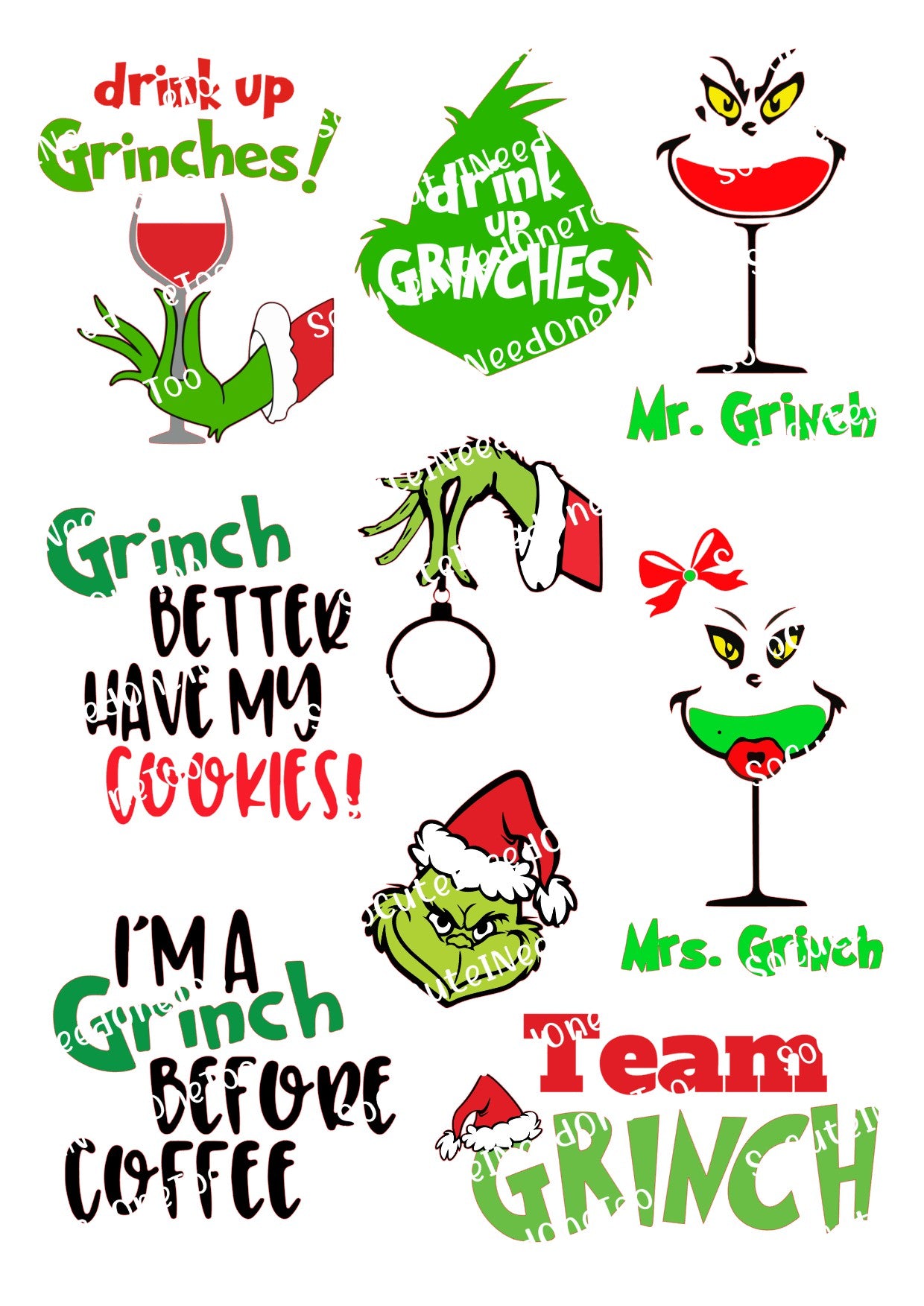 Grinch #5 Waterslide Decals - SoCuteINeedOneToo