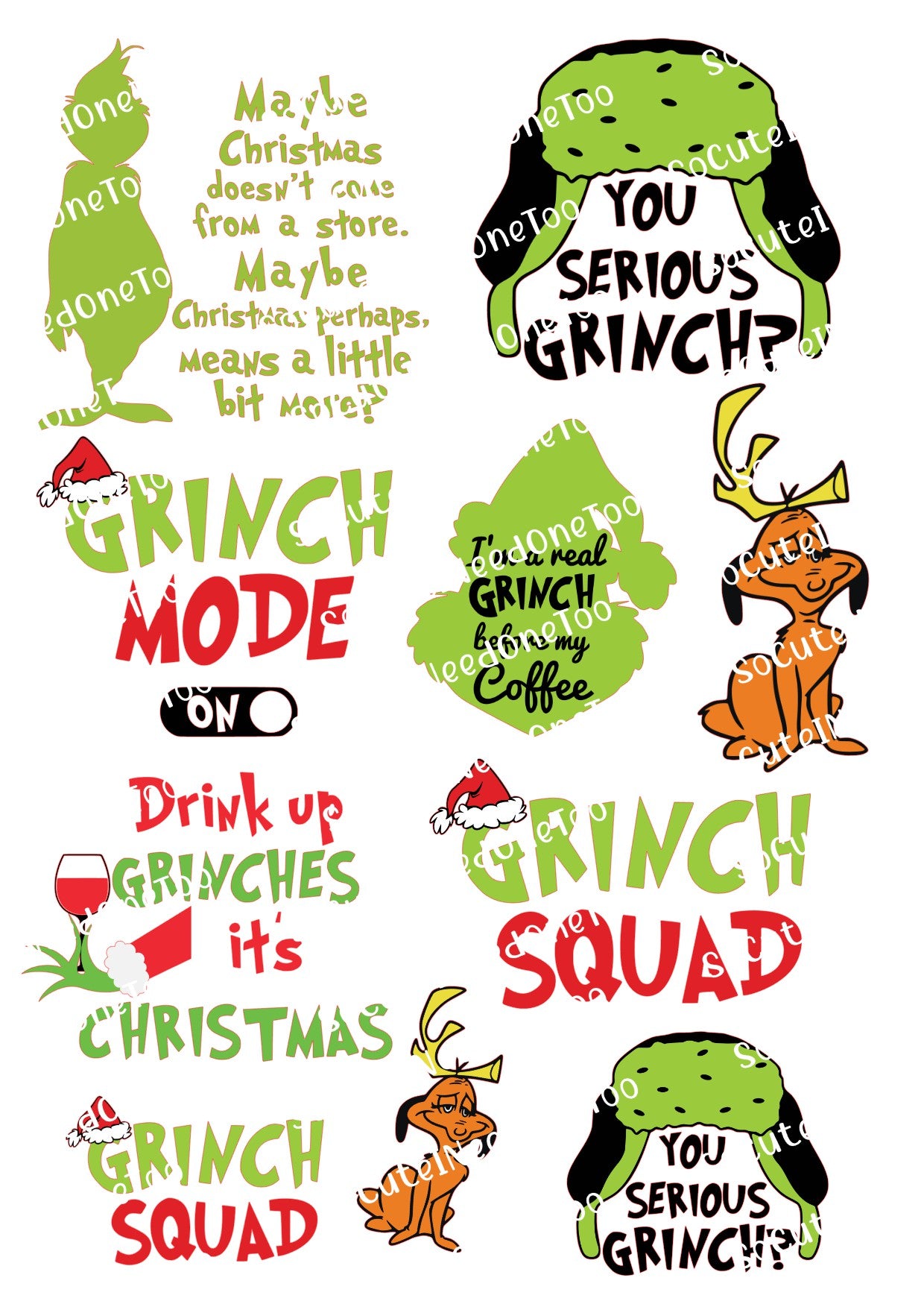Grinch #8 Waterslide Decals - SoCuteINeedOneToo