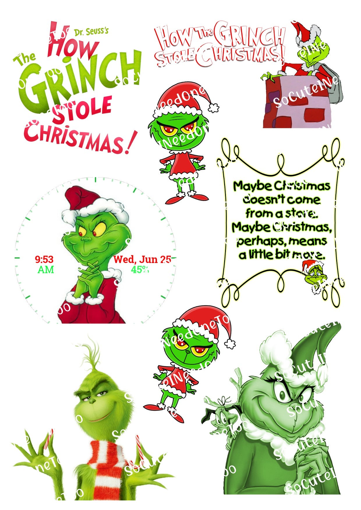 Grinch - How He Stole Waterslide Decals - SoCuteINeedOneToo