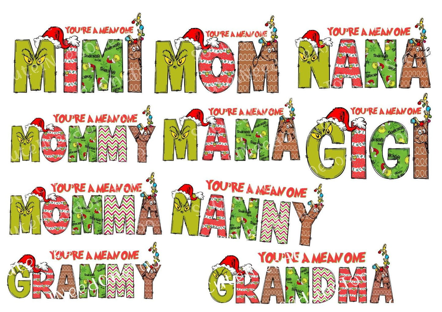 Grinch Names on Waterslide Paper - SoCuteINeedOneToo