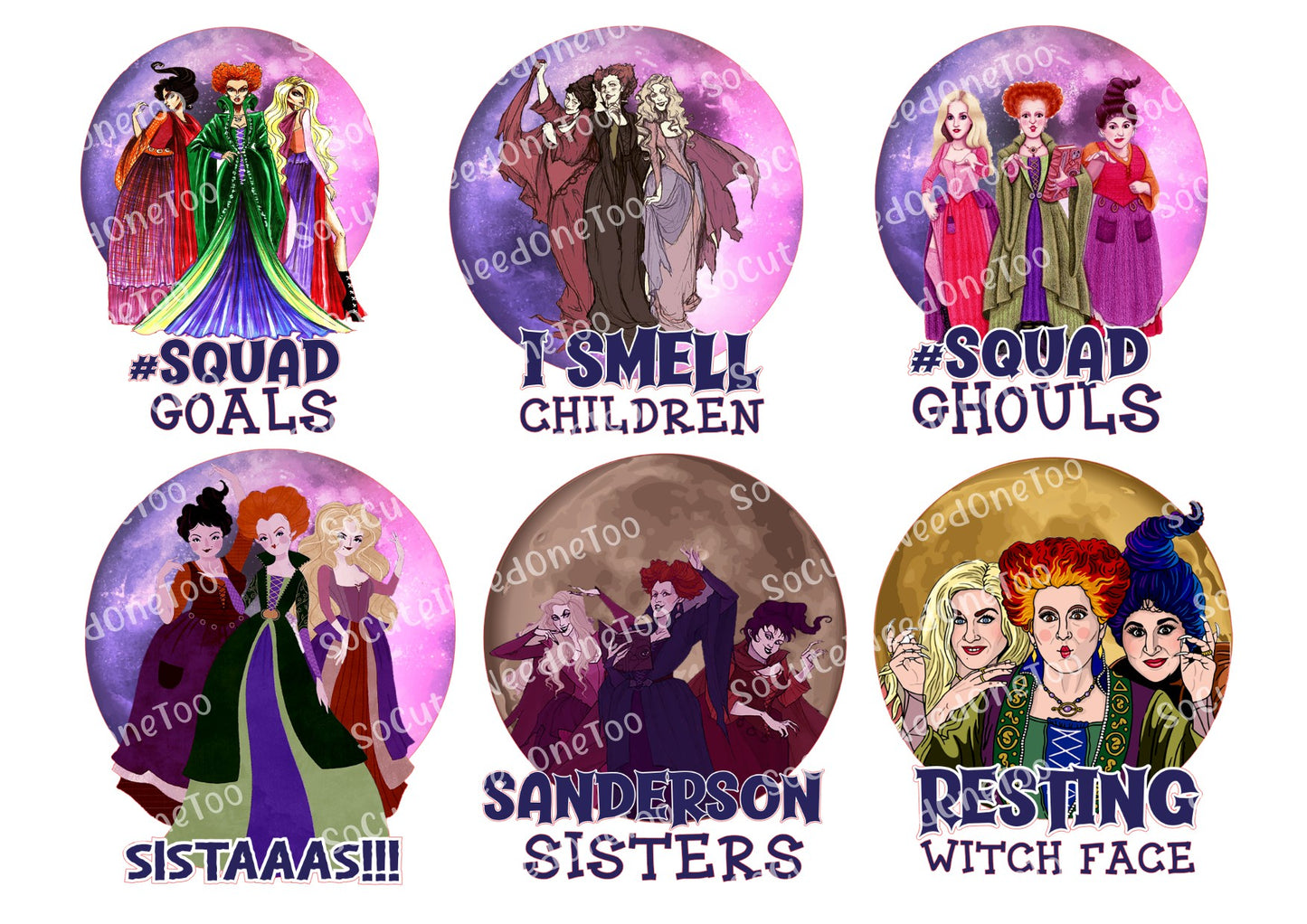 Hocus Pocus - Circle Pictures on Clear/White Waterslide Paper - SoCuteINeedOneToo