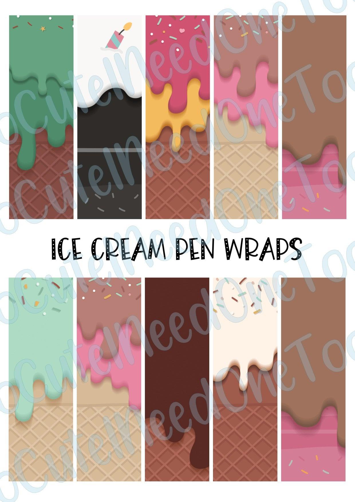 Ice Cream Pen Wraps - SoCuteINeedOneToo