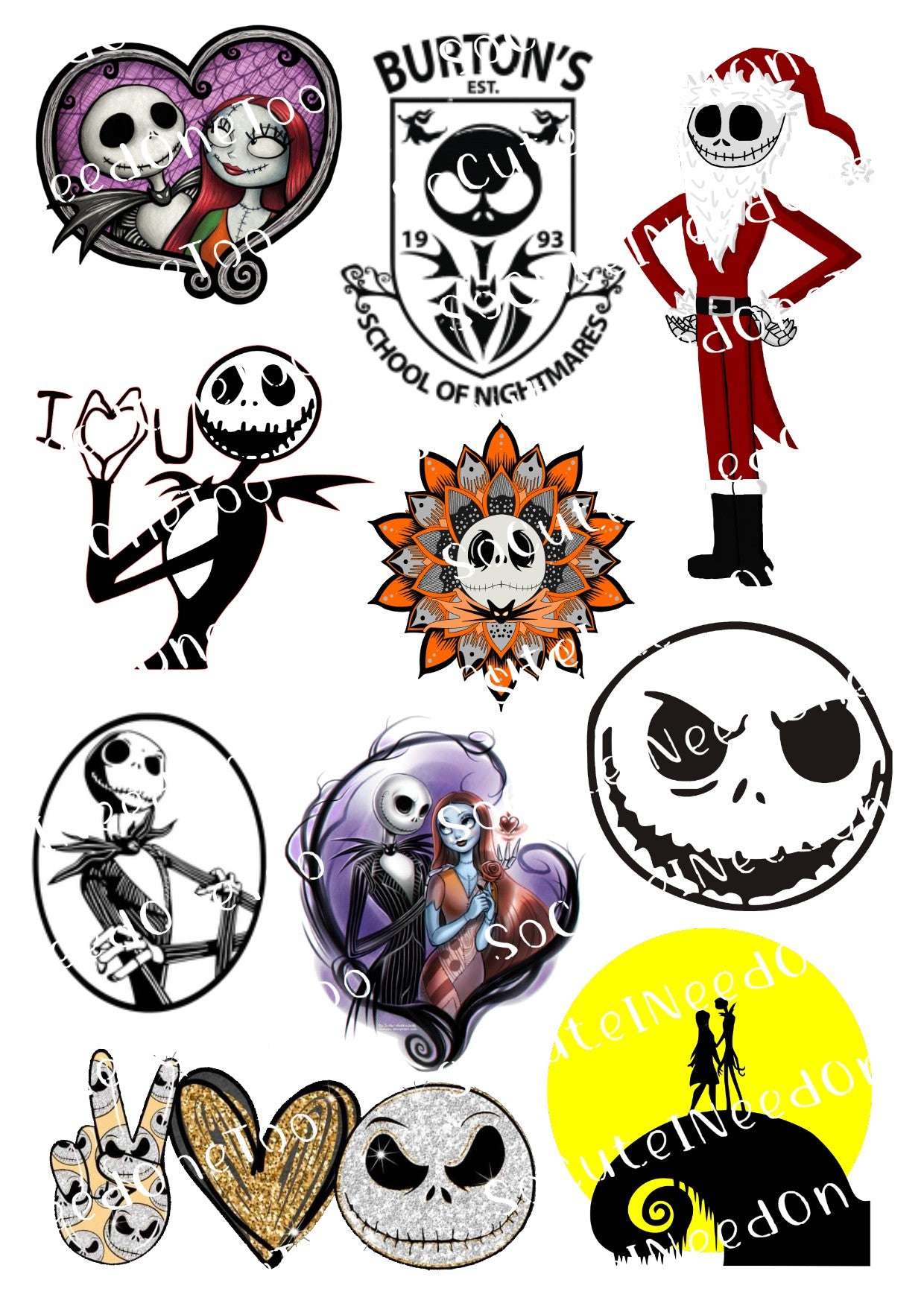 Jack & Sally #2 Waterslide Decals - SoCuteINeedOneToo