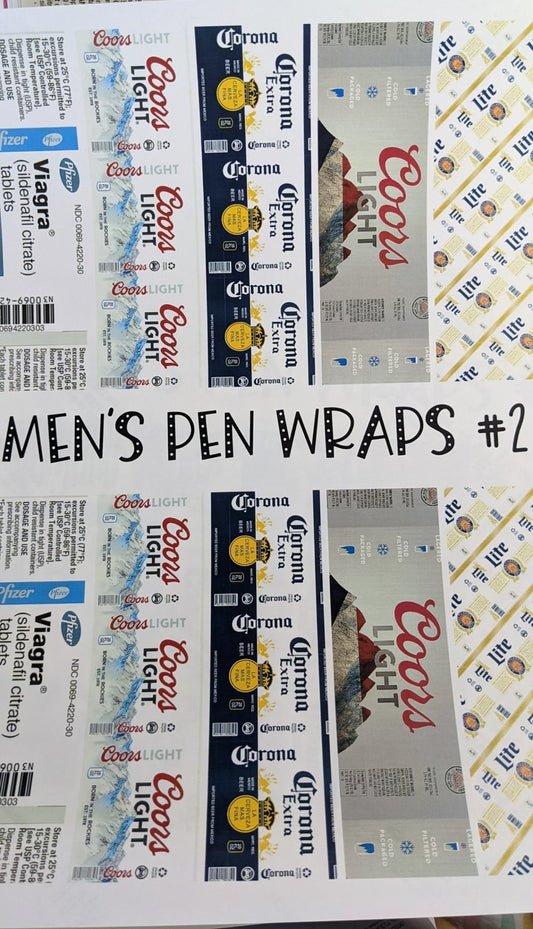 Men's Pen Wraps #2 printed waterslide decal sheet