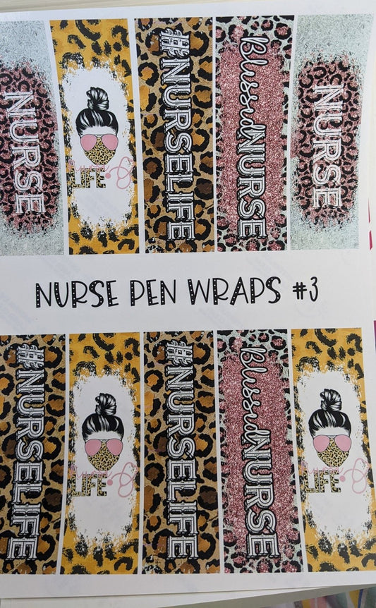 Nurse Pen Wraps #3 printed waterslide decal sheet