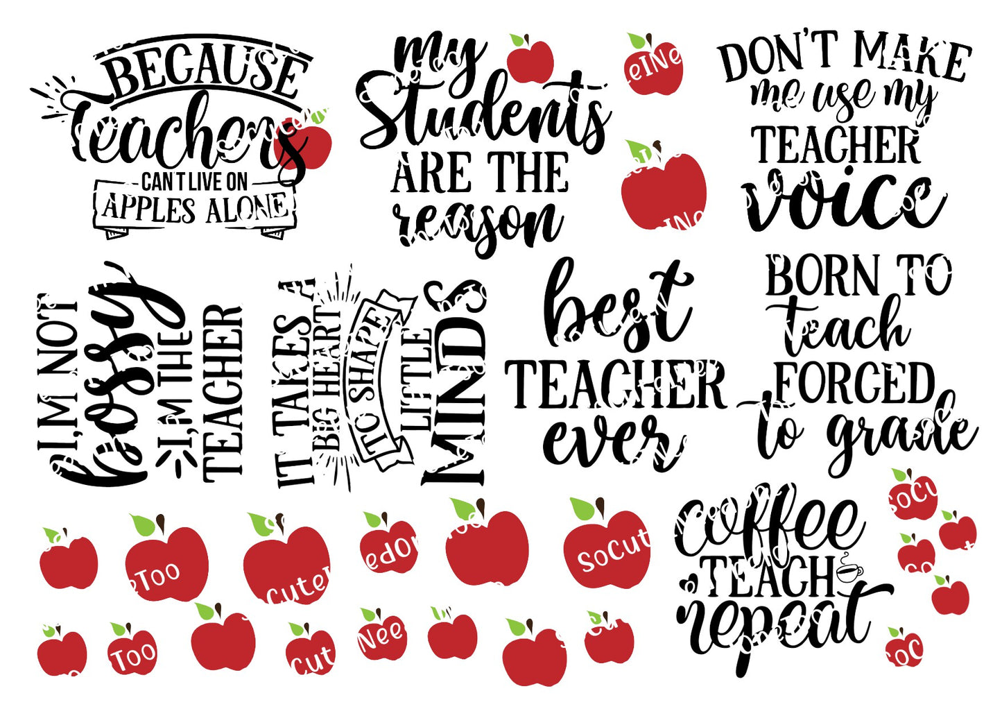 Teacher #1 on Clear/White Waterslide Paper - Ready To Use - SoCuteINeedOneToo