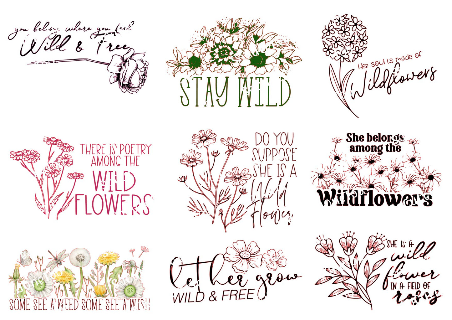 Wild Flowers Waterslide Decals - SoCuteINeedOneToo
