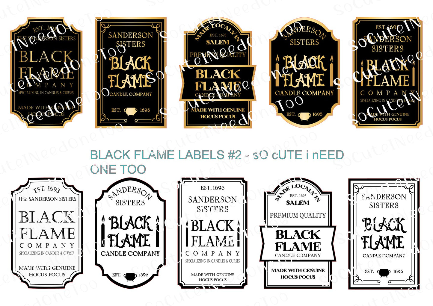 Black Flame Labels Waterslide Decals