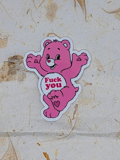  Care Bear Sticker - Fuck You 3 inch Sticker socuteineedonetoo