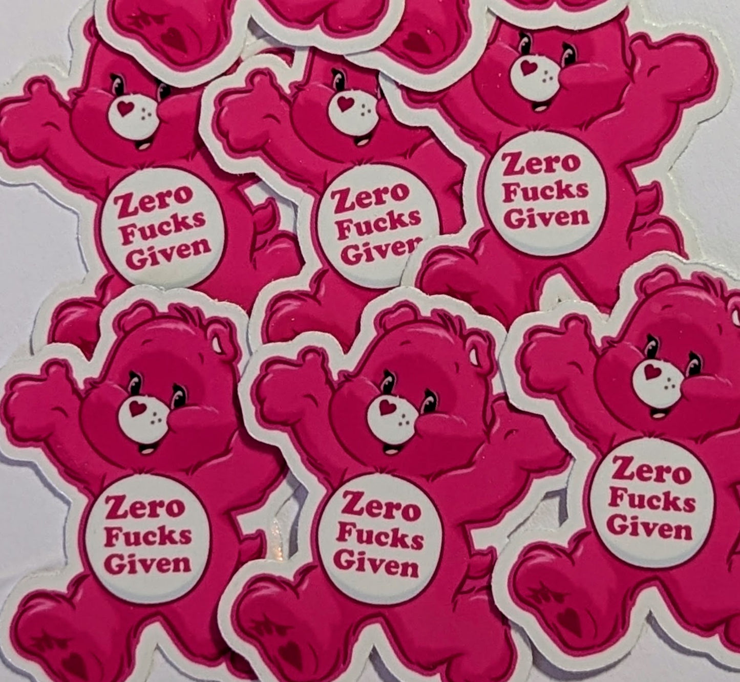  Care Bear Stickers - Zero Fucks Given Socuteineedonetoo