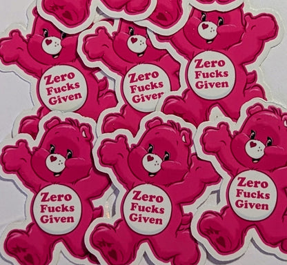 Care Bear Stickers - Zero Fucks Given Socuteineedonetoo