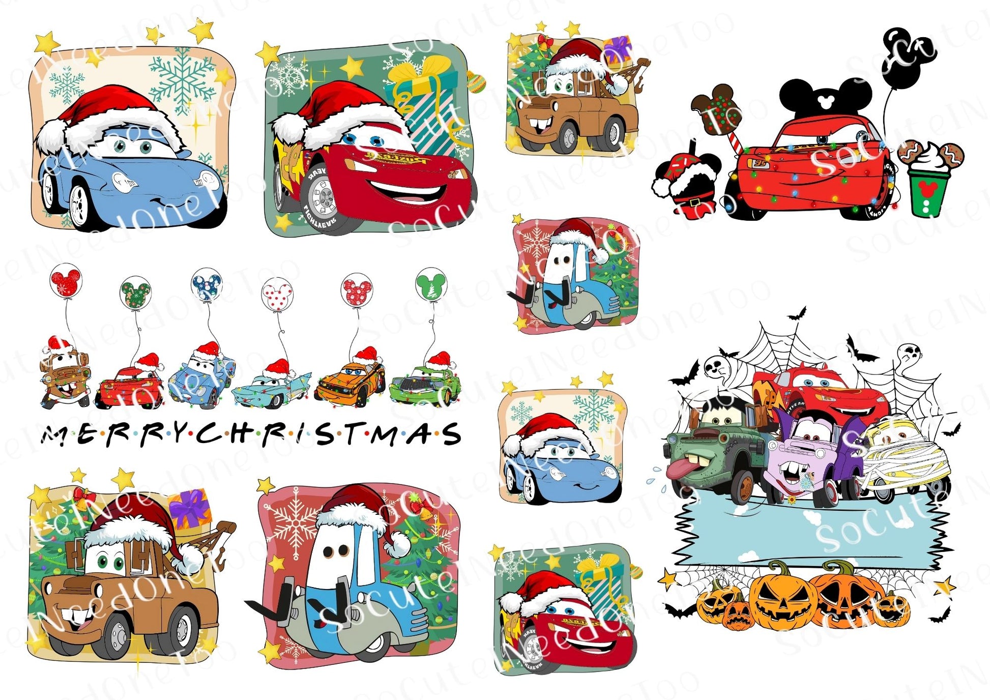 Cars Christmas Waterslide Decals - SoCuteINeedOneToo