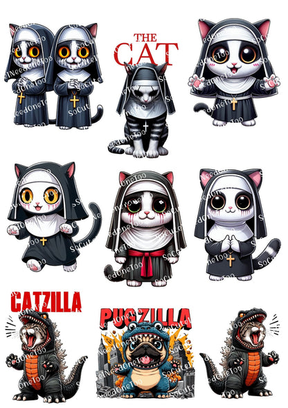 Halloween Serial Killer Cats Waterslide Decals - Chucky & Myers Kitties