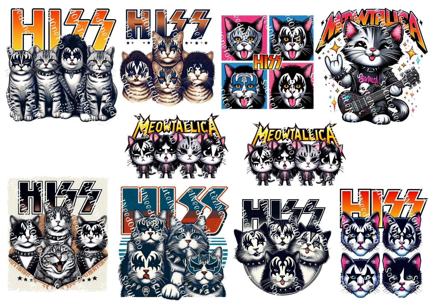 Halloween Serial Killer Cats Waterslide Decals - Chucky & Myers Kitties