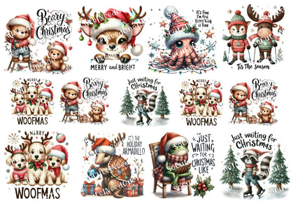 Christmas Animals Celebrating Waterslide Decals - SoCuteINeedOneToo