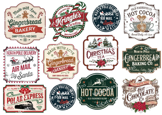Christmas Labels #3 Waterslide Decals - SoCuteINeedOneToo