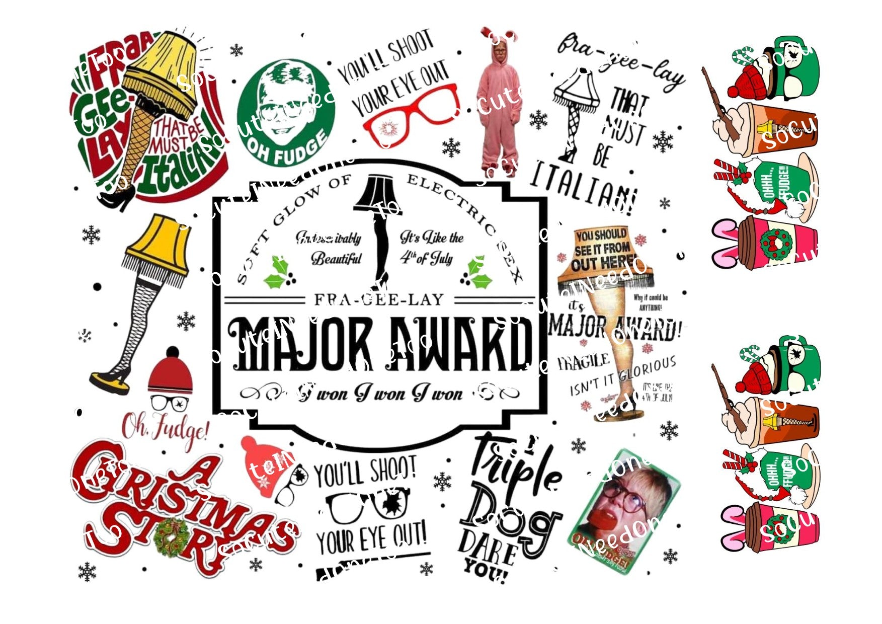 A Christmas Story Collection Of Waterslide Decals - SoCuteINeedOneToo