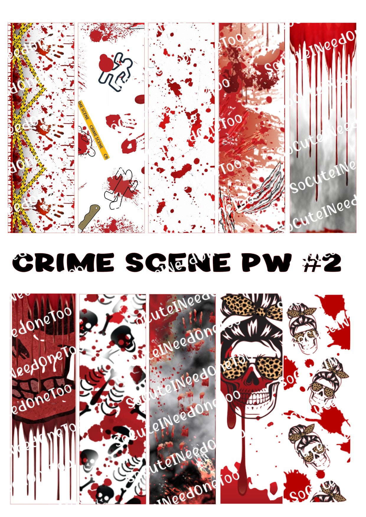 Crime Scene Pen Wraps - Blood Splatter Waterslide Decals