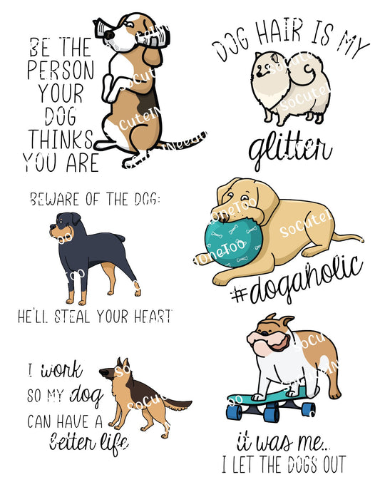 Dog Glitter Waterslide Decals – Sparkly Dog Designs for Tumblers & Pet Gifts
