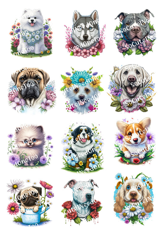Dog Waterslide Decals Vol 2 | A4 Sheet | Clear or White | Dog Mom & Pet Gifts