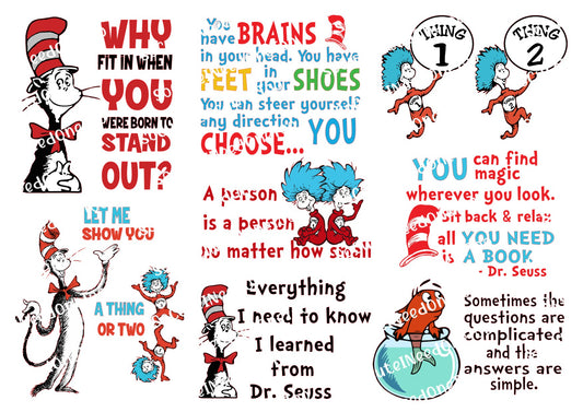 Dr. Seuss Waterslide Decals Vol 3 – Green Eggs & Ham & Classic Character Designs for Tumblers