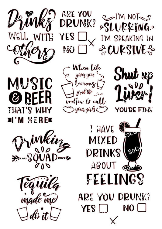 Drinking Squad en papel transparente/blanco para tobogán acuático, listo para usar 