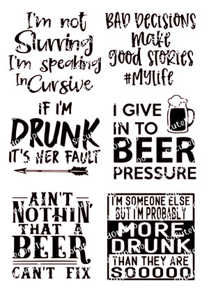 Drinking I'm Not Slurring waterslide decal sheet – funny girls night sayings for tumblers