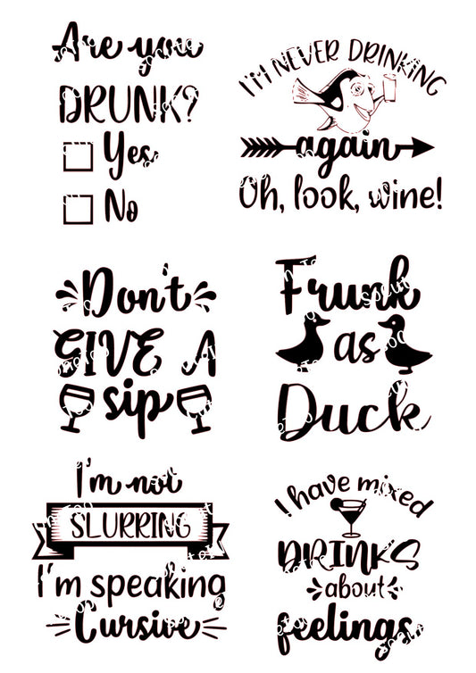Drinking Waterslide Decals Vol 1 – Funny Alcohol & Day Drinking Sayings for Tumblers