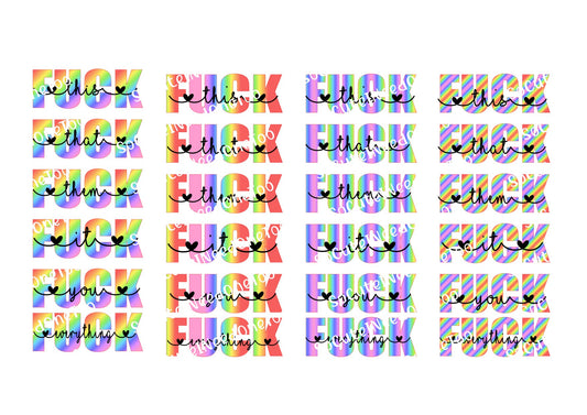 Funny Adult Humor Waterslide Decals – Bold No-Filter Sayings for Tumblers