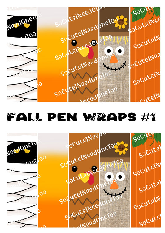 Fall Pen Wraps #1 – Autumn Pumpkin Designs for Bic Pens