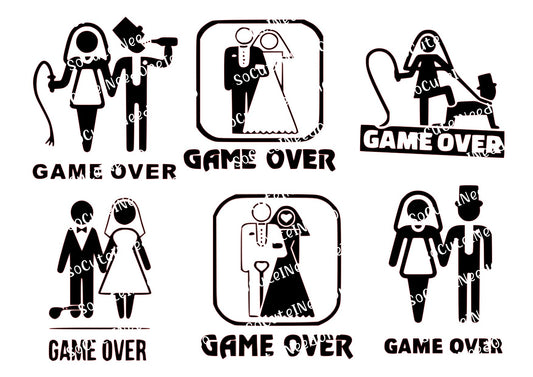 Game Over Waterslide Decals – Funny Wedding & Marriage Humor for Tumblers & Mugs