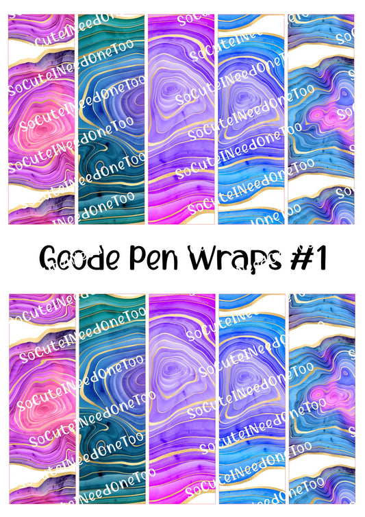 Geode Pen Wraps #1 - Crystal Waterslide Decals