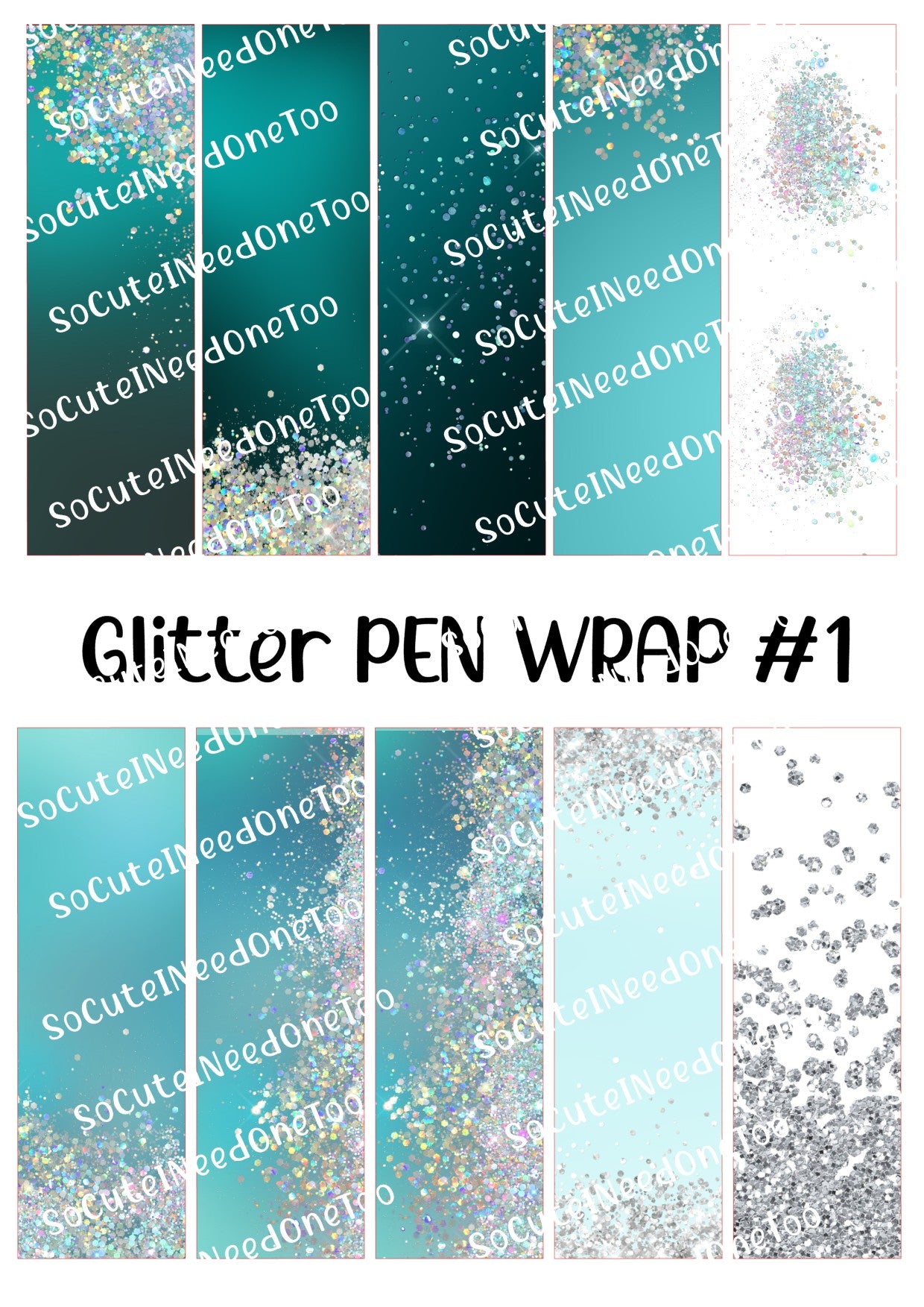 Glitter Pen Wraps #1 - Sparkle Waterslide Decals