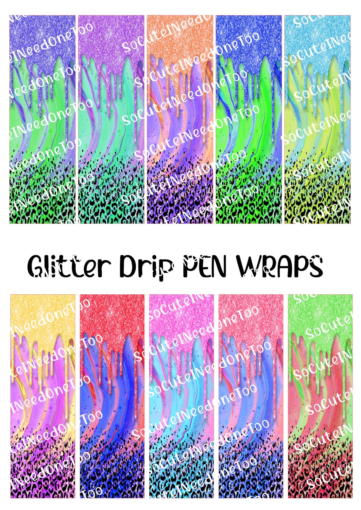 Glitter Drip Pen Wraps – Sparkle Drip Designs for Bic Pens