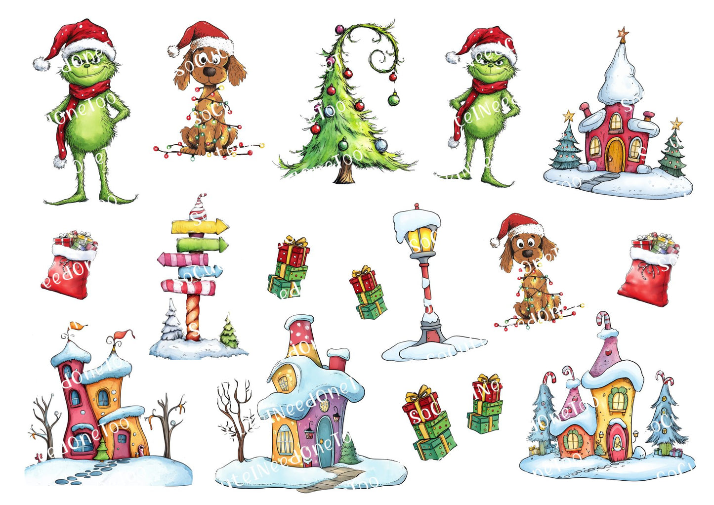 Grinch Whoville Waterslide Decals - Christmas Designs