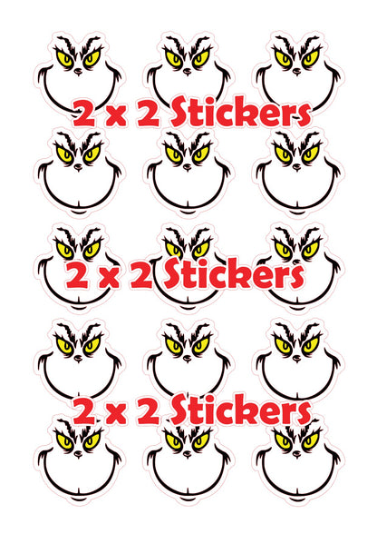 Green Holiday Grouch Stickers | Die-Cut Vinyl | Christmas Grouch Decals