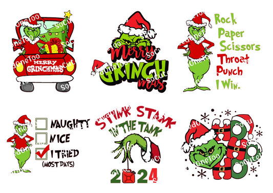Grinch K Waterslide Decals - Christmas Designs